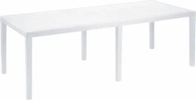 Produktbild von Gartentisch Roma, Rechteckiger ausziehbarer Esstisch, ausziehbarer Gartentisch in Rattan-Optik, 100 %  Italy, 150x90h72 cm, Weiß
