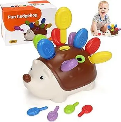 Produktbild von Steckspiel ab 1 Jahr, Igel Montessori Spielzeug Baby ab 1-3 Jahr, Motorikspielzeug Trainiert Hand-Auge-Koordination Kleinkind Lernspielzeug Kinderspielzeug Geschenk 1 Jahr Junge Mädchen