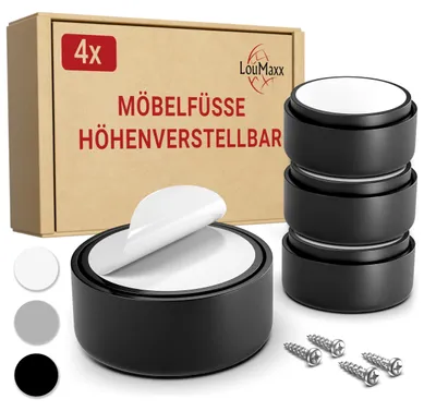 Obrázek produktu pro Nastavitelné plastové nožičky na nábytek, sada 4 kusů