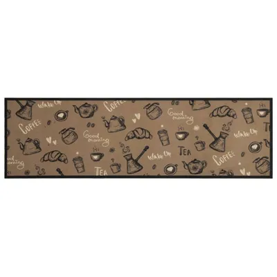 Produktbild von vidaXL Küchenteppich Waschbar Morgen Braun 45x150 cm Samt