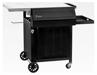 Produktbild von Grillwagen 100 x 73 x 91 cm | Schwarz | Grilltisch mit großer Arbeitsfläche | Grill Beistelltisch mit Rollen, Outdoor Grill Trolley | Grilltisch Outdoor, Servierwagen mit Ablagefläche