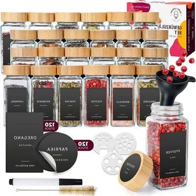 Image de Petit pot carré en bambou pour herbes aromatiques, avec 3 petits pots