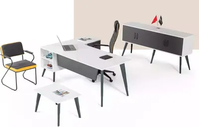 Produktbild von Weißer Eckschreibtisch Büroschrank Couchtische Büromöbel Einrichtung