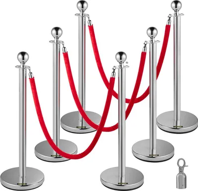 Immagine prodotto di 6 pezzi corda rossa montante argento controllo folla barriera fila