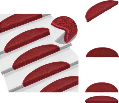 Zdjęcie produktu dla vidaXL 15 szt. Maty na schody Bordeaux czerwone 56 x 17 x 3 cm - Maty na schody
