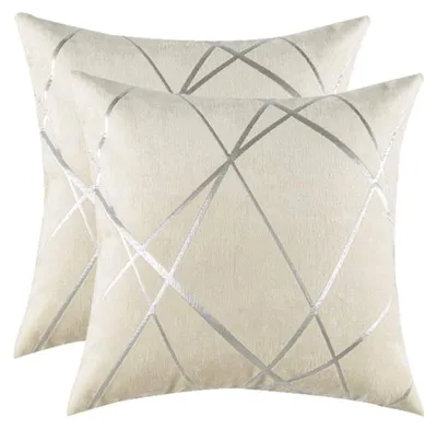 Produktbild von Samtkissenbezug 40x40 cm, cremefarbenes Dekokissen für Sofa, Schlafzimmer, Wohnzimmer, 2er-Set