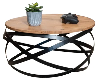 Produktbild von Couchtisch rund im Industrial-Design Akazie massiv 60 x 60 x 30 cm naturfarben Allison