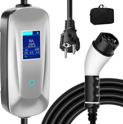 Obrázek produktu pro Nabíječky pro elektromobily 3,5 kW, 16 A, typ 2, nabíjecí kabel, mobilní nabíjecí stanice, přenosný nabíjecí kabel, nabíječka pro elektromobily typu 2, nabíjecí stanice