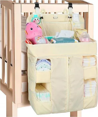 Produktbild von Hängebox für Baby - Große Hängebox für Babyartikel - Beige Baby-Organizer für Reise und Auto