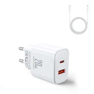 Immagine prodotto di Joyroom Eu 20W Usb-A Usb-C Fast Charger + Cavo Usb-C Bianco