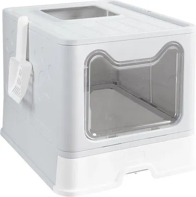 Productafbeelding van Famanu kattenluik met dubbele opening - Grijs - 41x50,8x38,6 cm - Geschikt voor katten tot 10 kg