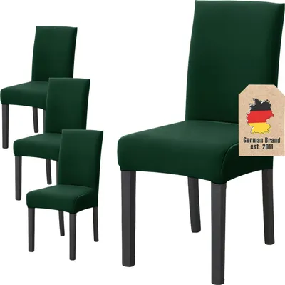 Immagine prodotto di Intirilife 4x coprisedia elasticizzato in VERDE con altezza seduta 38 - 45 cm e schienale 45 - 65 cm - Per feste matrimoni hotel o a casa in sala da pranzo