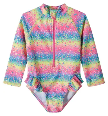 Produktbild von Minoti - Rashguard Badeanzug für Mädchen, Mit vorderem Reißverschluss MN260 (9-12 Monate (Baby)) (Bunt)