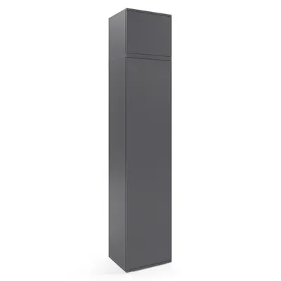 Produktbild von Kleiderschrank 45 cm "Modulo" mit Schrankaufsatz, Mehrzweckschrank, Graphit, Push-to-Open-System, Modernes Design