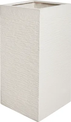 Produktbild von BELIANI Blumentopf Hellbeige Lehm-Mischung und Glasfaser 40 x 40 x 77 cm Quadratische Form Hoch Modern Garten Terrasse Balkonzubehör