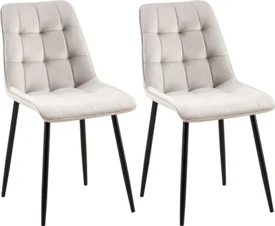 Immagine prodotto di set di 2 sedie da pranzo - sedie in velluto - elevato comfort di seduta | Colore: Grigio | Materiale: Morbido