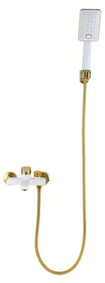 Immagine prodotto di Rubinetto da bagno - Miscelatore per bagno - Doccetta - Rubinetto a parete - Set per bagno - Ottone - Bocchetta a cascata - Montaggio a parete