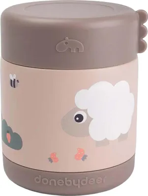 Productafbeelding van Done By Deer Tiny Farm, thermosbeker voor voedsel, roze. Geschikt voor kinderen, roze, one size