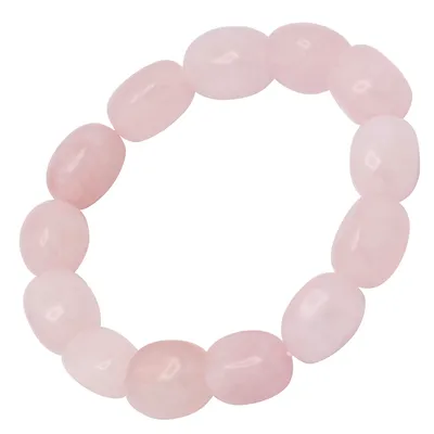 Produktbild von Armband aus echtem Rosenquarz Nuggets dehnbar rose Armschmuck Damen