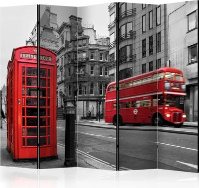 Produktbild von Akusticher Raumteiler London Foto Paravent 225x172 cm beidseitig auf Vlies-Leinwand bedruckt Akustikschaum Trennwand Spanische Wand Sichtschutz Home Office England Europa Stadt d-B-0273-z-c