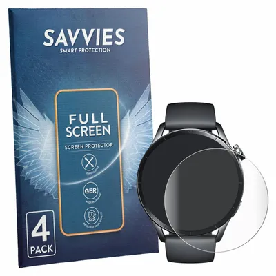 Produktbild von 4x Savvies Fullscreen Schutzfolie für Xiaomi Watch S5 Displayschutz Folie Fullcover Klar Transparent