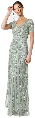 Produktbild von Maya Deluxe Damen Abendkleid Pailletten Maxi Elegant Für Hochzeit V-ausschnitt A