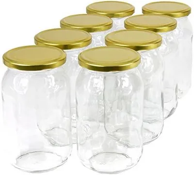 Produktbild von Marmeladenglas 900 ml Einmachgläser, mit Deckel, Gold, Einmachgläser, Vorratsgläser, Einmachgläser (Menge: 24 Stück).