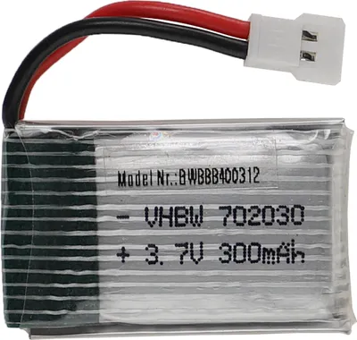 Produktbild von vhbw Akku kompatibel mit XH 2.54 2P Stecker für Modellbau z.B. Racing Car, Helikopter, Flugzeug (300mAh, 3,7V, Li-Polymer, 34 x 20 x 8,5 mm)