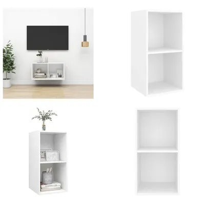 Image de vidaXL Armoire TV murale Blanc 37x37x72 cm Bois composite - Armoire TV - Armoire TV suspendue - Armoires TV suspendues