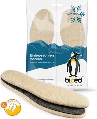 Produktbild von biped 2 Paar Extra Dicke Lammwoll Einlegesohlen mit Filz Unterseite z1004(40)