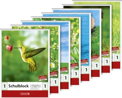 Produktbild von Schulblock A5 80g/qm 50 Blatt Lineatur 1 50 Blatt Motive sortiert Packung mit 10 Stück