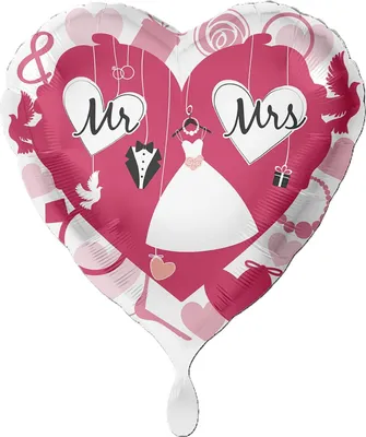 Produktbild von 18"/Ø43cm Herz Folienballon  "Mr. & Mrs."