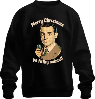 Obrázok produktu pre Merry Christmas ya filthy animal funny christmas christmas film uni mikina pulóver, čierna, M