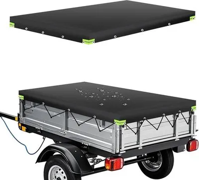 Productafbeelding van Aanhangwagenzeil 209 x 115 x 10 cm, platte zeil voor aanhangwagens met touw, 420D materiaal