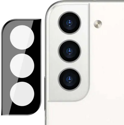 A close-up view of a smartphone camera lens protector and a smartphone camera module.