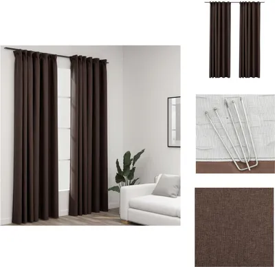 Produktbild von vidaXL Verdunkelungsvorhänge Haken Leinenoptik 2 Stk. Taupe 140x225 cm -  Vorhänge & Gardinen