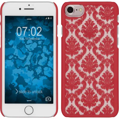 Produktbild von PhoneNatic Case kompatibel mit Apple iPhone 7 / 8 / SE 2020 - Hülle rot Damask Hard-case + 2 Schutzfolien