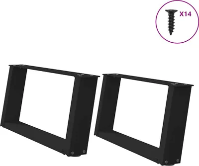 Zdjęcie produktu dla Nogi do stolika kawowego w kształcie litery U 2 szt. Czarne 70x(30-31) cm Stal