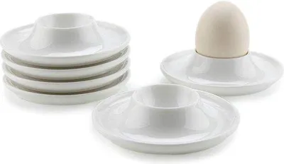 Produktbild von Famanu Eierbecher Halter - Porzellan Eierbecher-Platten - Weiß - Für Hartgekochte Eier