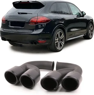 Produktbild von Doppelrohr Edelstahl Endrohre Schwarz Matt für Porsche Cayenne 92A V6 10-14