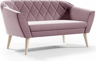 Zdjęcie produktu dla BETTSO Modna tapicerowana sofa 2-osobowa w stylu skandynawskim na drewnianych nogach z eleganckimi przeszyciami VIVA 2 Różowa