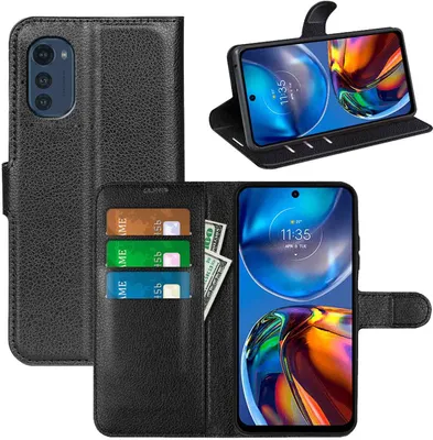 Obrázok produktu pre Pre mobilný telefón Motorola Moto E32 Puzdro z čiernej syntetickej kože