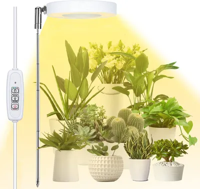 Produktbild von LED Pflanzenlampe Sonnenlicht Dimmbar Ring Pflanzenlicht Gewächshaus Wachstumslampe mit Timer