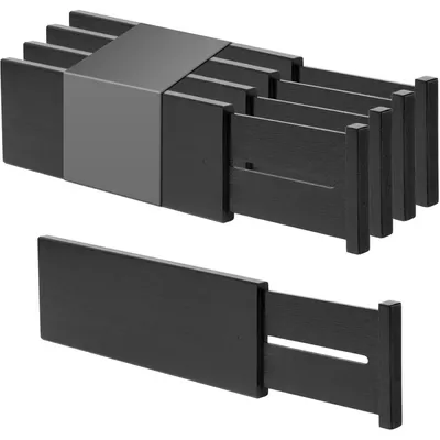 Produktbild von Schubladenteiler Bambus 10,1 cm hoch verstellbar 4 Stück schwarz