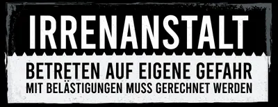 Produktbild von vianmo Blechschild 10x27 cm Irrenanstalt Betreten auf eigene Gefahr
