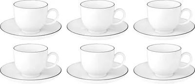 Produktbild von 6 x Kaffeetasse mit Untere 0,22 l - Seltmann Weiden Lido Black Line Kaffeeobertasse Kaffeeuntertasse