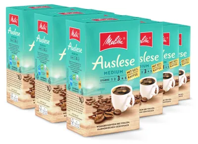 Produktbild von Melitta Auslese Medium Filter-Kaffee gemahlen, für Filterkaffeemaschinen, im Set