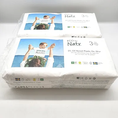 Produktbild von Naty Eco by Größe 3 100 Windeln 49 kg pflanzliche Premium BioWindeln 0% Plastik auf Haut 339 effektiv
