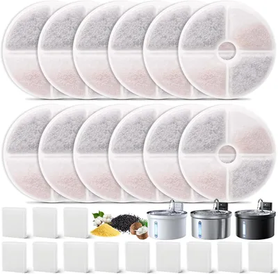 Productafbeelding van Filters voor kattenfontein - 12 filters en 12 sponzen - geschikt voor Feelneedy 3,5 l