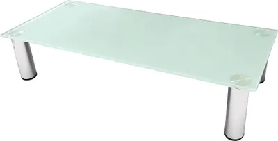 Image de Mucola Élément TV en verre Élévation du téléviseur Élément en verre Support pour écran Élévation - Blanc 80 cm